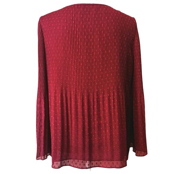 Max Studio Jaquard Red Flare Sleeve Blouse Size M - Picture 3 of 8
